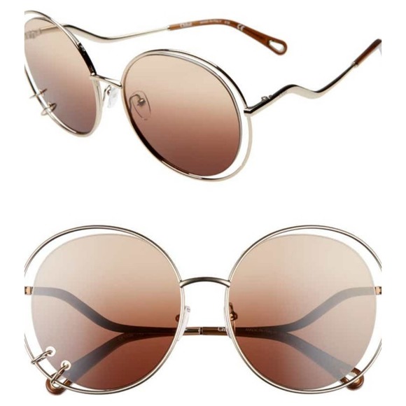 Chloe Wendy 59mm Round Pierced Sunglasses $495 New main image 6